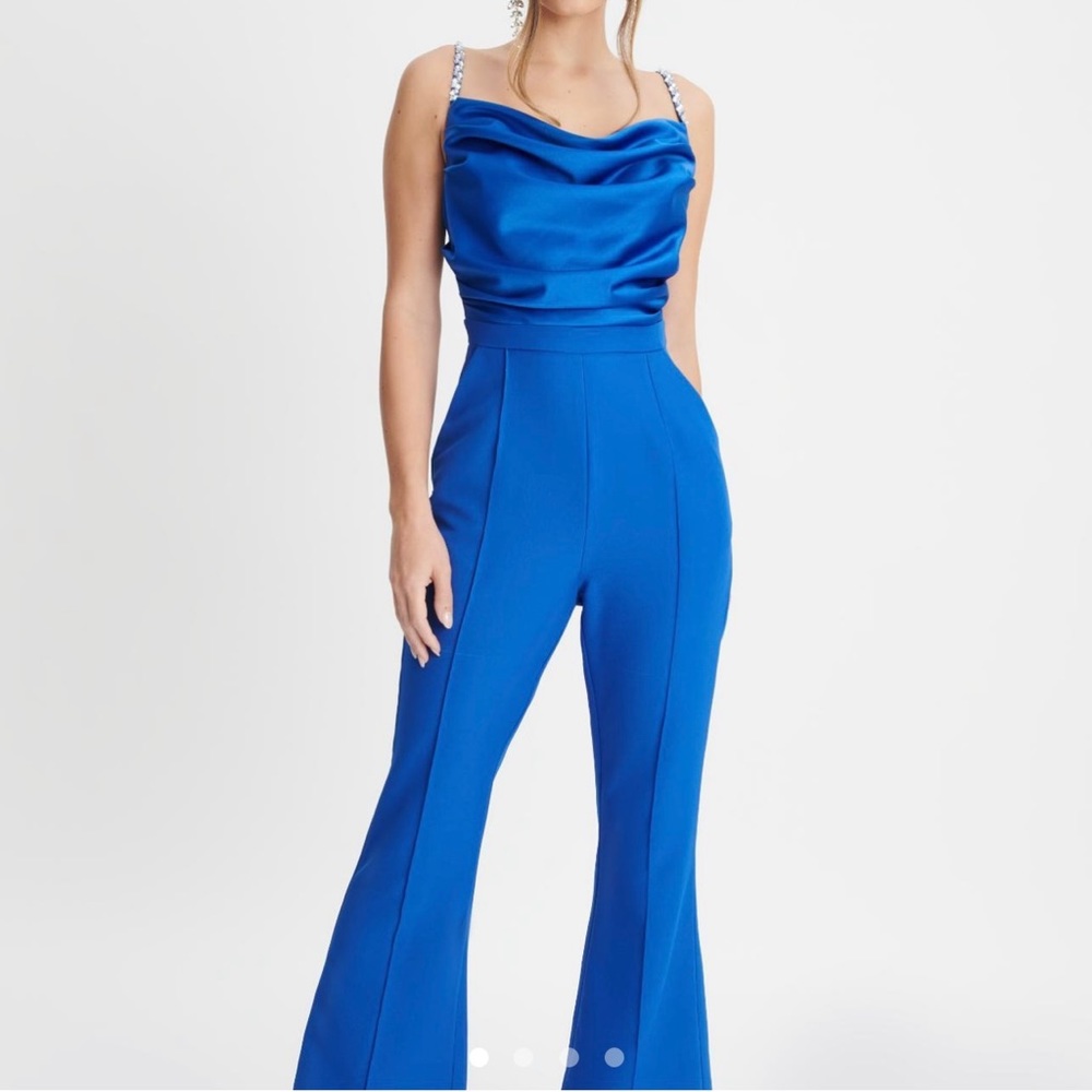 Stunning Lavish Alice Annabelle diamanté strap cowl neck satin jumpsuit